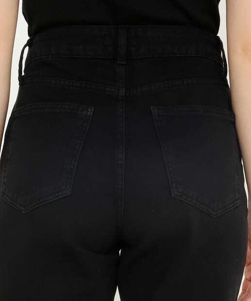 Calça Mom Jeans Destroyed Feminina Bolsos Marisa