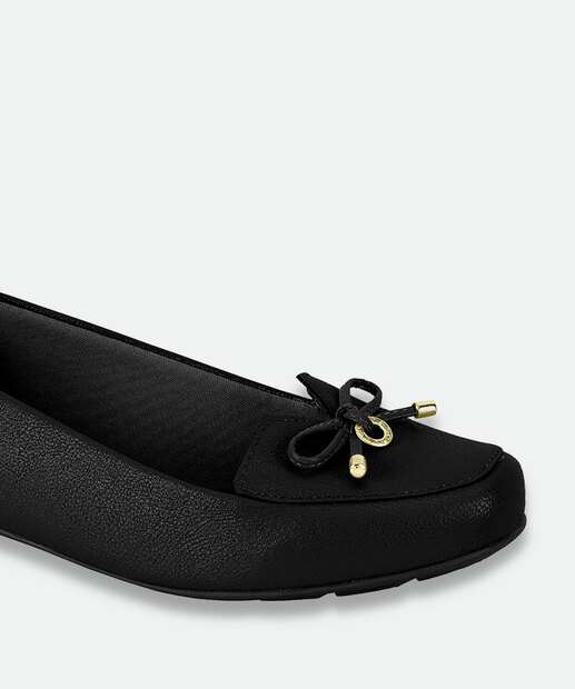Sapatilha Feminina Bico Redondo Laço Modare Preto