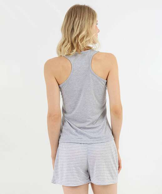 Pijama Feminino Nadador Estampado Marisa Cinza