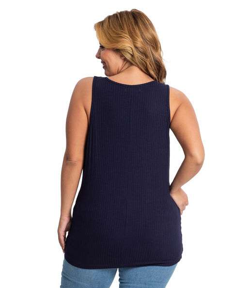 Blusa Feminina Plus Size Canelada Secret Glam Azul