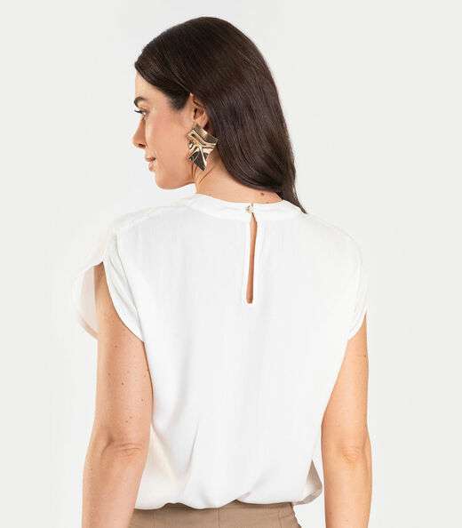 Blusa Feminina Com Recorte Manga Dianna Bege