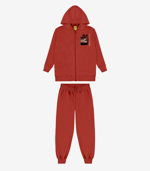Conjunto Jaqueta Com Capuz E Calça Rovi Kids Laranja