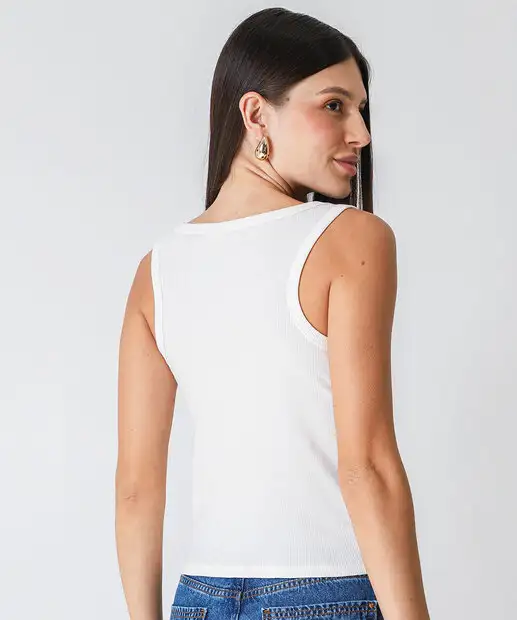 Blusa Regata Feminina Canelada Marisa Branco