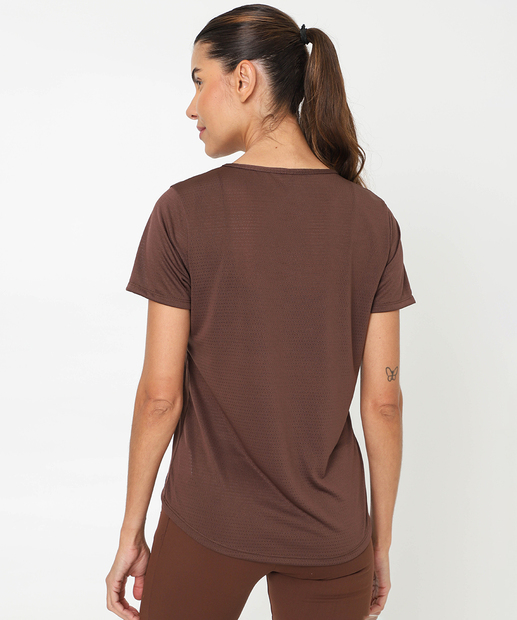 Blusa Feminina Fitness Básica Dry Fit Marisa Marrom