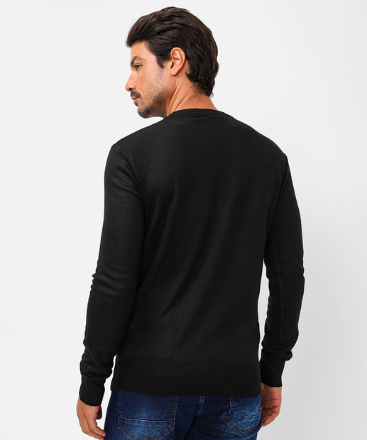 Suéter Masculino Tricô Básico Cinza Marisa Preto