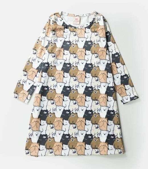 Image_Vestido Infantil Manga Longa Em Suplex Laluna Bege