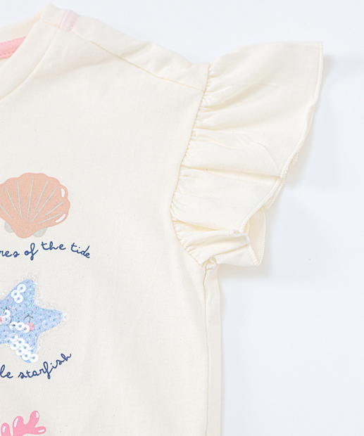 Camiseta Infantil Fundo do Mar Marisa Tam 1 a 3 Off White