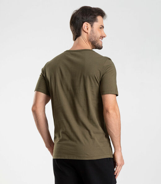 Camiseta Masculina Meia Malha Com Estampa Diametro Verde
