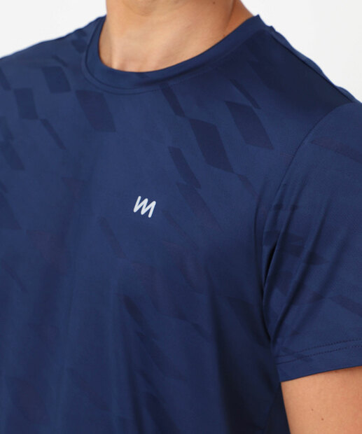 Camiseta Masculina Fitness Jacquard MR Azul