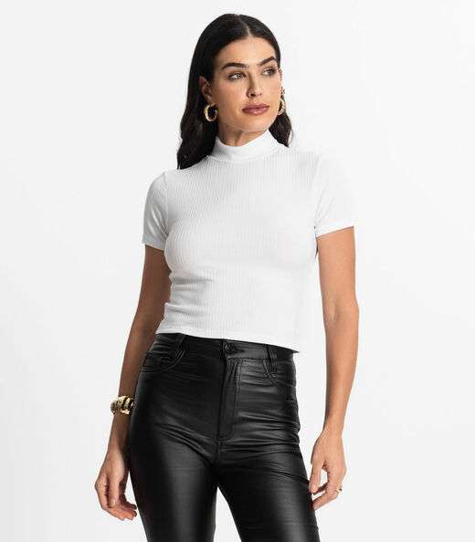 Image_Blusa Feminina Canelada Manga Curta Select Branco