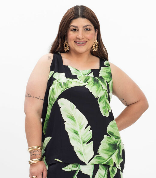 Regata Feminina Plus Size Secret Glam Preto