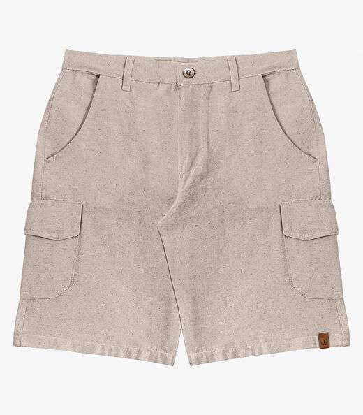 Bermuda Masculina Sarja Com Bolsos Cargo  Shift Bege