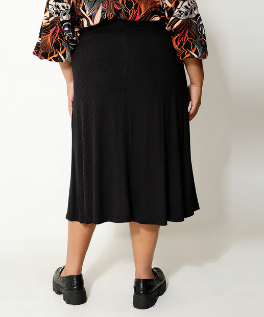Saia Plus Size Feminina Midi Canelada Marisa