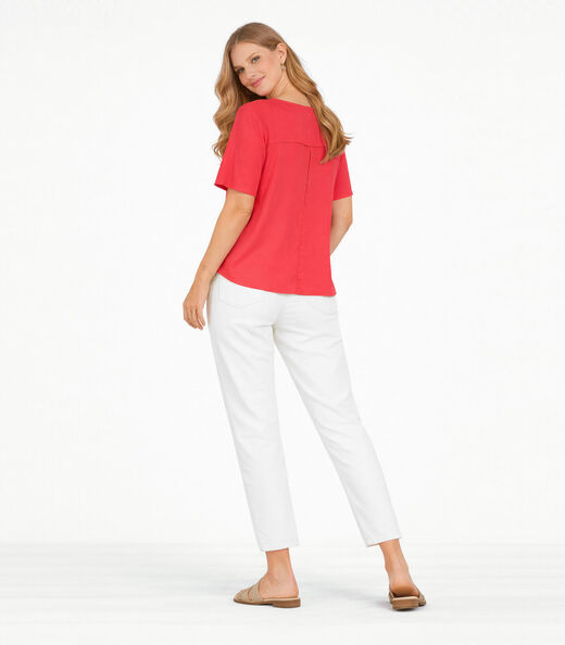 Blusa Feminina Com Recortes Frontais Infinita Cor Laranja