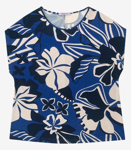 Blusa Manga Curta Feminina Secret Glam Azul