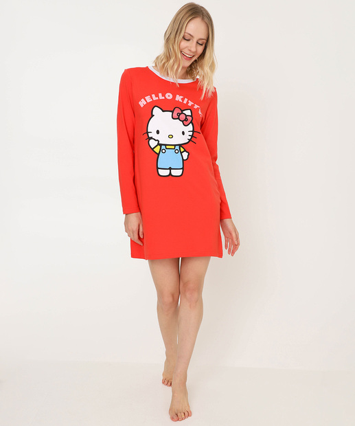 Camisola Feminina Manga Longa Hello Kitty Vermelho