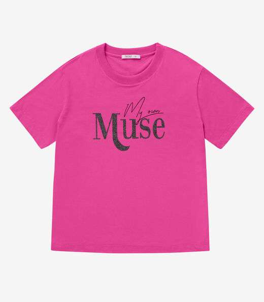 Camiseta Feminina Plus Size Secret Glam Rosa