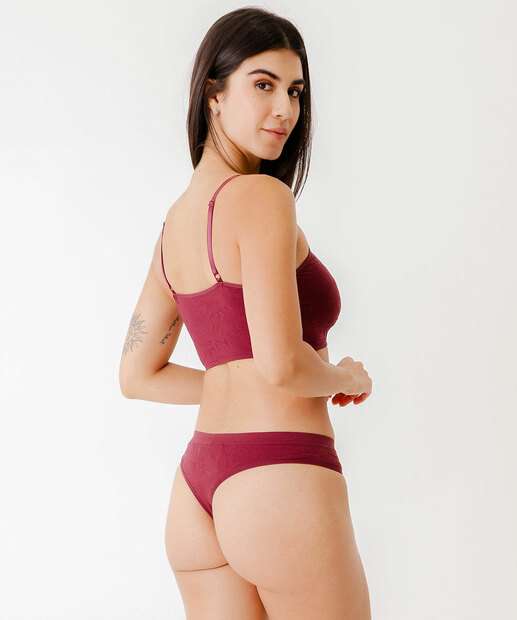 Sutiã Top Sem Costura Jacquard Marisa Vinho