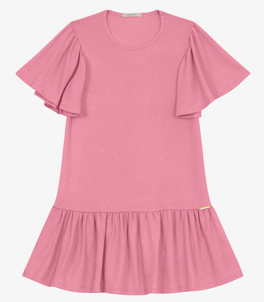 Vestido Infantil em Malha Star Shine Trick Nick Rosa