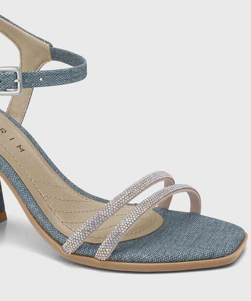 Sandália Feminina Salto Grosso Glitter Ramarim Azul