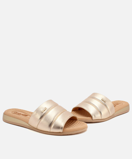 Chinelo Slide Feminino Metalizado Comfortflex