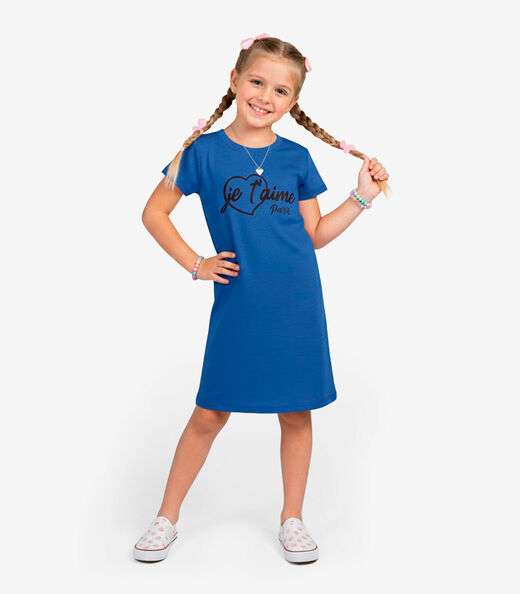 Vestido Feminino Infantil em Molecotton Select Azul