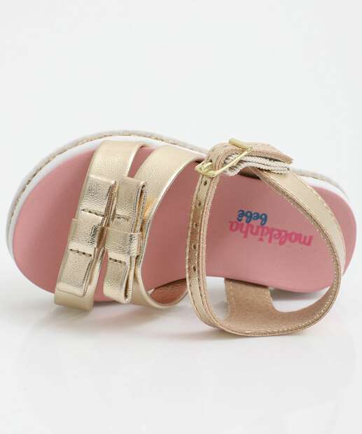 Sandália Infantil Laço Glitter Molekinha Dourado