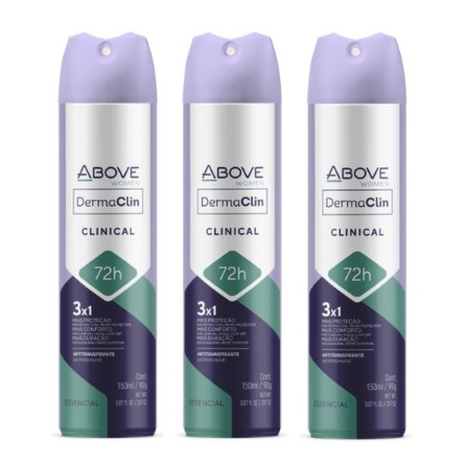 Image_Kit c/3 Unidades de Desodorante Antibacteriano Aerosol Above Dermaclin 150ml 72H