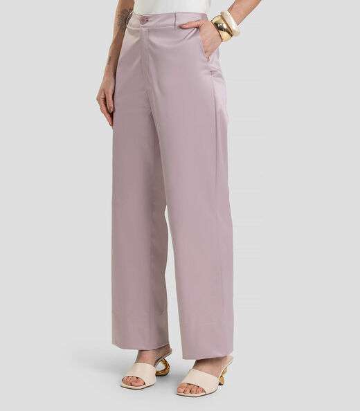 Calça Feminina Pantalona em Tecido Plano Dianna Cinza