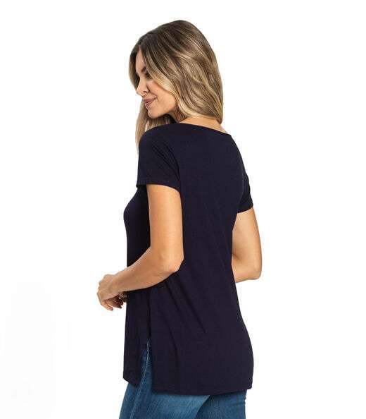 Blusa Básica Alongada Feminina Rovitex Azul