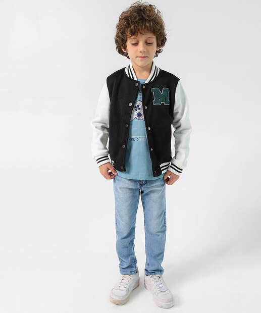 Jaqueta Infantil Bomber Moletom Marisa Tam 4 a 10 Preto