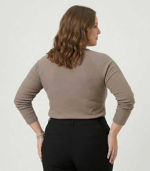Blusa Manga Longa Plus Size Secret Glam Marrom