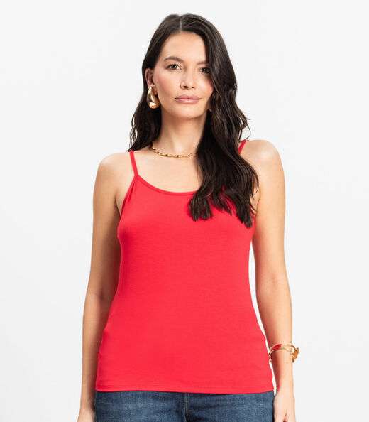 Blusa de Alça Feminina Viscotorcion Básica Rovitex Vermelho