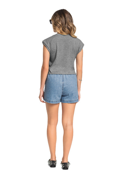 Blusa Juvenil em Algodão e Paetê Gloss