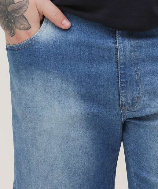 Bermuda Plus Size Masculina Jeans Reta Bolsos
