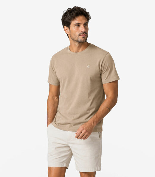 Camiseta Masculina Ribana De Viscose Diametro Marrom