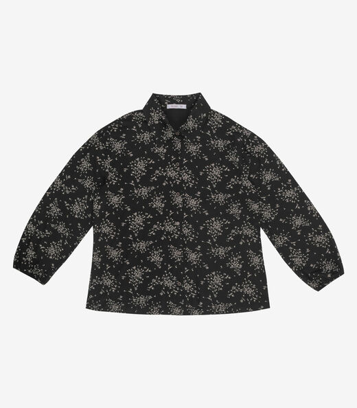 Camisa Manga Longa Estampada Plus Size Secret Glam Preto