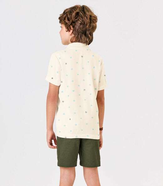 Conjunto Infantil Polo Com Bermuda Trick Nick Bege