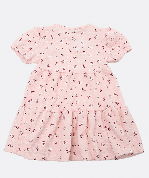 Vestido Infantil Manga Curta Estampado Marisa Tam 1 a 3 Rosa