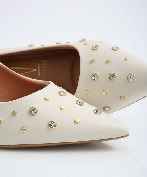  Scarpin Feminino Strass Bico Fino Salto Fino Vizzano