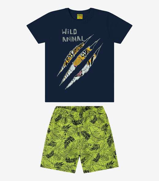 Conjunto Camiseta com Bermuda Rovi Kids Azul
