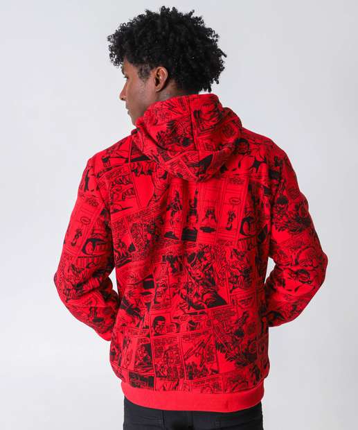 Blusão Masculino Capuz Super Heróis Marvel Vermelho