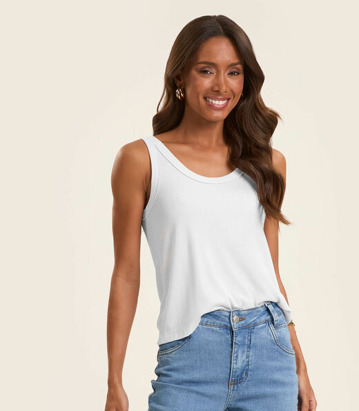 Regata em Ribana de Viscose Rovitex Branco