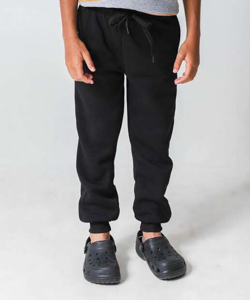 Calça Infantil Jogger Moletom Marisa Tam 4 a 10 Preto