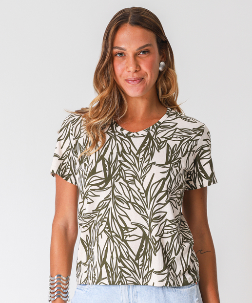 Image_Blusa Feminina Folhas Manga Curta Marisa Off White