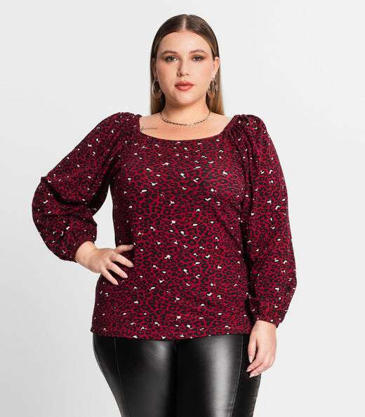 Blusa Feminina Plus Size Em Molecotton Secret Glam Vermelho
