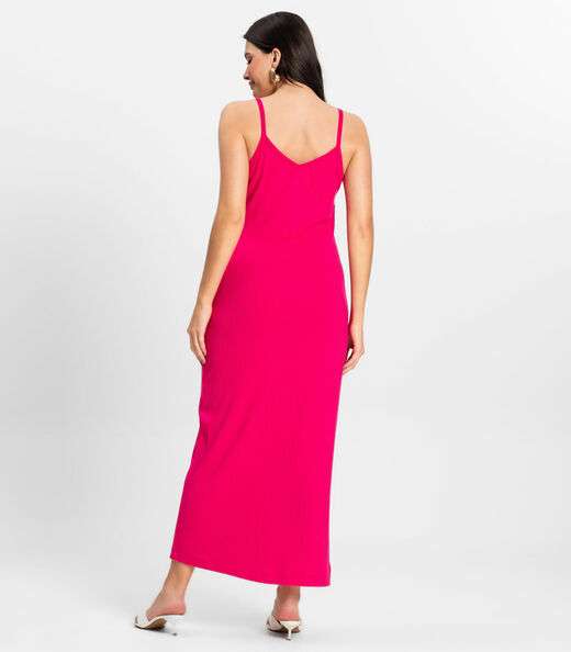 Vestido Midi em Ribana Canelada Rovitex Rosa