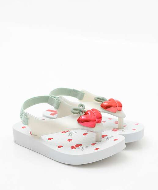 Chinelo Ipanema Infantil Bebê Cereja Branco