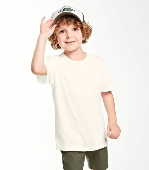 Camiseta Infantil Masculina  Meia Malha Trick Nick Bege