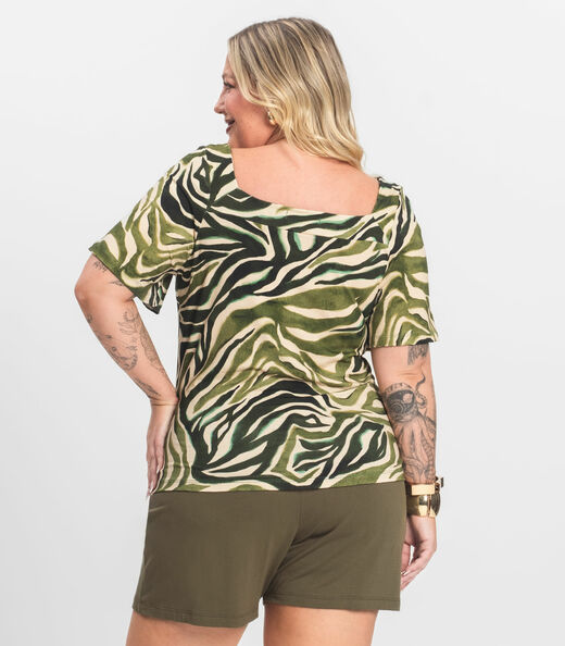 Blusa Manga Curta Plus Size Secret Glam Verde